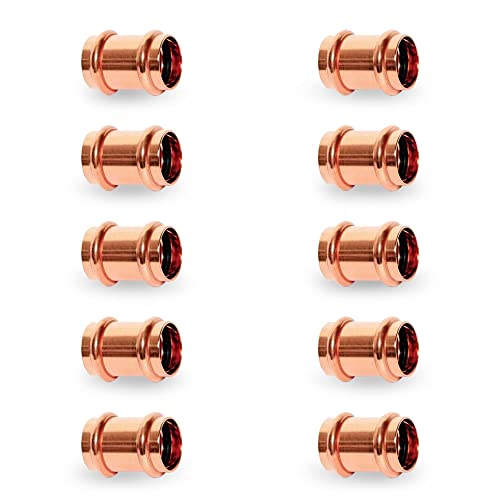 Propress Fitting Copper Coupling  1/2 Zero Lead Copper Coupling with Stop Press x Press Straight Coupling Pack of 10  Easy to Install and Reliable Fitting