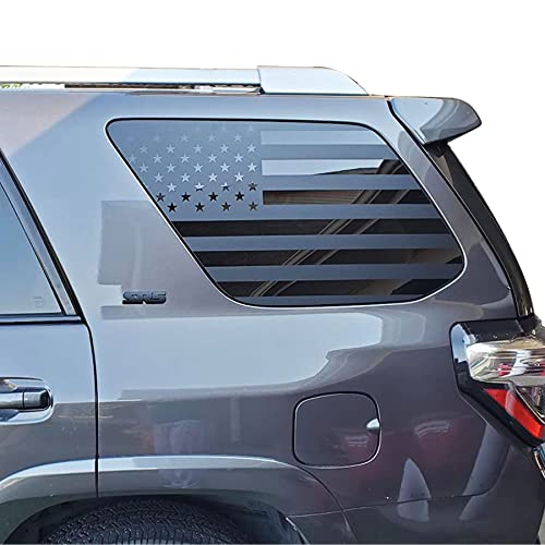 Zxiaochun Rear Window American Flag Decal Fits Toyota 4Runner 5th Gen 2010-2022 2023, Precut Back Side Window Glass USA Flag Vinyl Sticker(Matte Black)