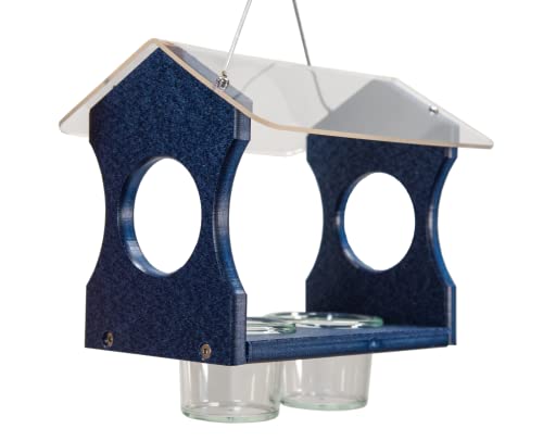 JCs Wildlife Hanging Bluebird Mealworm Feeder - Fly Thru Style Bluebird Feeder - Made in The USA