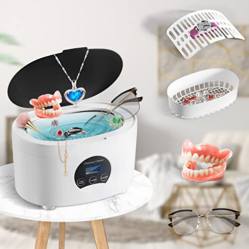 Jewelry Cleaner Ultrasonic Machine, Aocktobar Ultrasonic Jewelry Cleaner 600ML with 5 Digital Timer and degassing function, Ultrasonic Cleaner Machine for Jewelry, Daily Use, Glasses, Denture, Watches