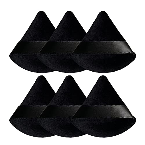 ZAYOIZY 6 Powder Makeup Puffs Cosmetic Powder Puff Cotton Foundation Puffs Soft Triangle Makeup Pads Sponges Black Concealer Puffs for Setting Powder Under Eyes