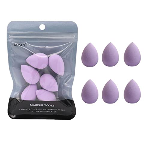 Lbaby 6PCS Mini Makeup Sponge Small Beauty Sponge Blender Set for Foundation, Powder, Concealer Highlight,and Eye Shadow, Purple