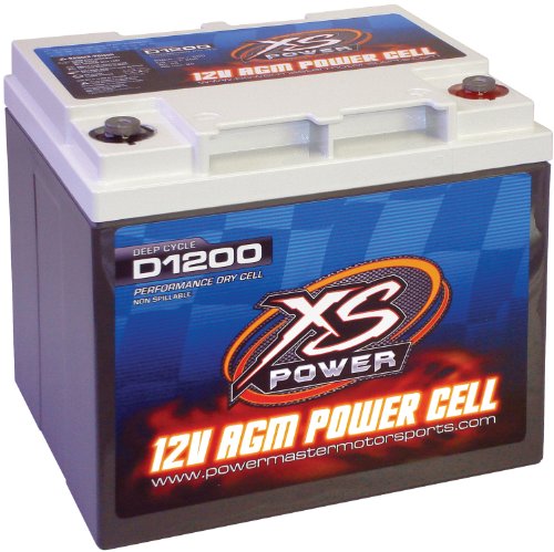 XS Power D1200 AGM Audio Series 2600 Max Amp 725 Cranking Amp 12V Battery with 8" M6 Terminal Bolt