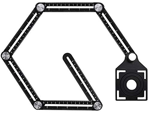 Linkhood Multi Angle Measuring Ruler, Six-Sided Aluminum Alloy Metal Angle Finder ToolAngle Template Tool, Layout Tools Woodworking Ruler Opening Locator for Craftsmen Handymen Builders Carpenters