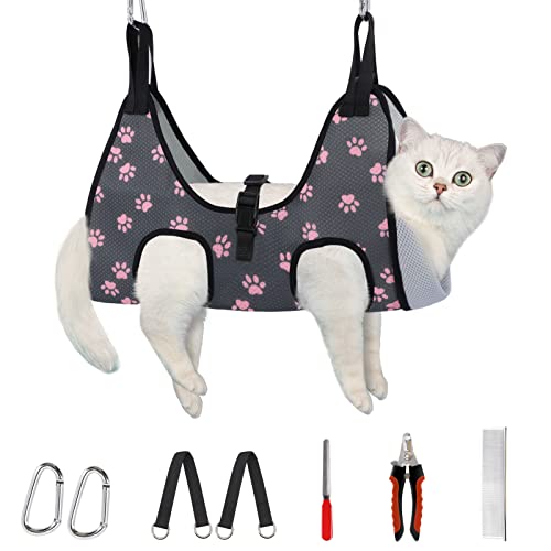 Supet Cat Grooming Hammock Harness for Cats Dogs, Relaxation Cat Nail Clipper Hammock, Cat Hammock for Nail Trimming for Grooming, Dog Grooming Helper for Cat Sling for Nail Trimming