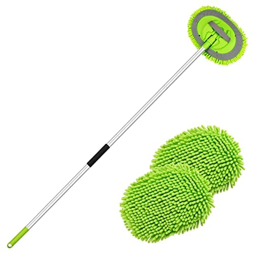 Ordenado 62" Car Wash Brush Kit Mitt Mop Sponge with Long Handle Chenille Microfiber Car Cleaning Brush Kit Supplies Car Washing Mop Kit Car Care Kit of Scratch-Free Replacement Head for Car RV Truck