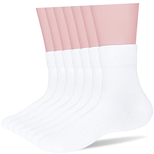 Ait fish 100% Cotton Socks for Women Mini Crew Seamless Dress Socks (White, Size 6-9)