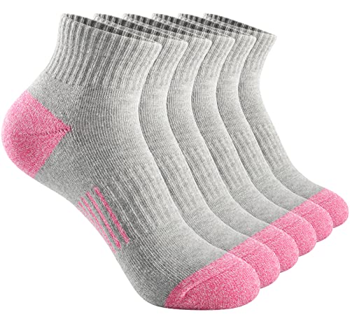ALRRISE Women's Combed Cotton Ankle Socks, Cushioned Athletic Hiking Work Casual Socks Grey-color outfit 6-Pack