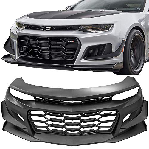 Front Bumper Compatible With 2016-2023 Chevrolet Camaro, 1LE Style Black PP Cover Conversion Lip Grille Grill Bodykit Replacement by IKON MOTORSPORTS, 2017