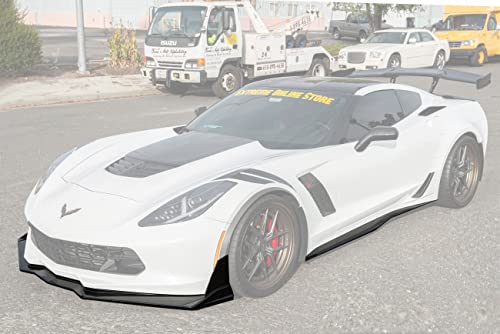 Replacement For 2014-2019 Corvette C7 ALl Models | Z06 Stage 3.5 Extended Style Carbon Flash Metallic Front Bumper Lip Splitter With Side Extension Winglets Pair