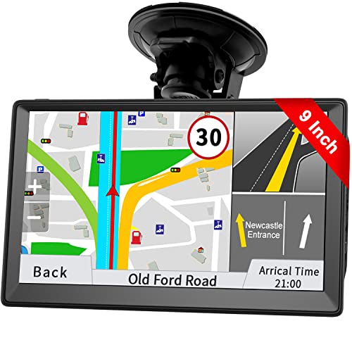 GPS Navigation for Car Truck - 2023 Navigation System 9 Inch with Lifetime Free Map Updates, Pre-Loaded US/CA/MX Maps, Speed Camera Warning, Voice Guidance and Touch Screen, VehicleGPS Unit Handheld