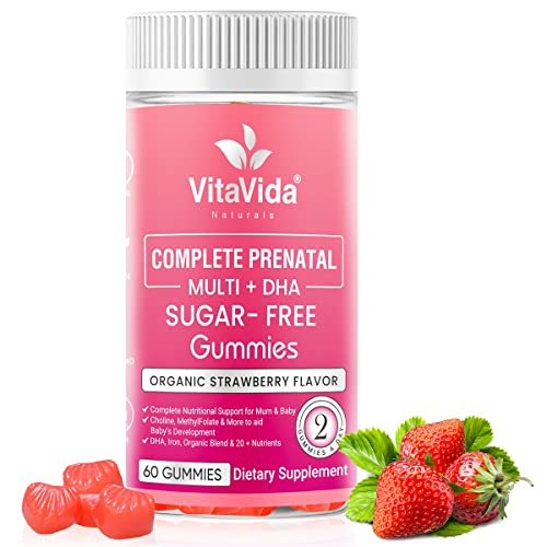 VVNATURALS SugarFree Vegan Complete Prenatal 2200mg Blend: 34+ Nutrients, Multivitamins, Gentle Iron, Folate for Neural Tube Support; Choline, DHA for Fetal Brain Development |Non-GMO No Gelatin|60 Ct