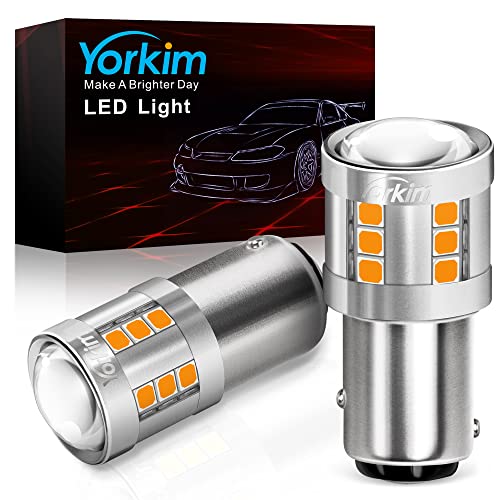 Yorkim 1157 LED Bulb Amber, 3000 Lumens 2357 led bulb 300% Super Brighter 1157 LED Reverse Lights, 2057 7528 BAY15D Led Replacement for Car Turn Signal Blinker Lights Side Marker Lights, Pack of 2