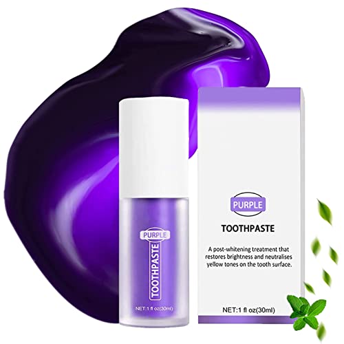 Purple Toothpaste , Whitening Toothpaste Sensitive Teeth, Purple Tooth Whitening Gel for Stain Removal Teeth, Whitening Serum Remove Yellow Teeth