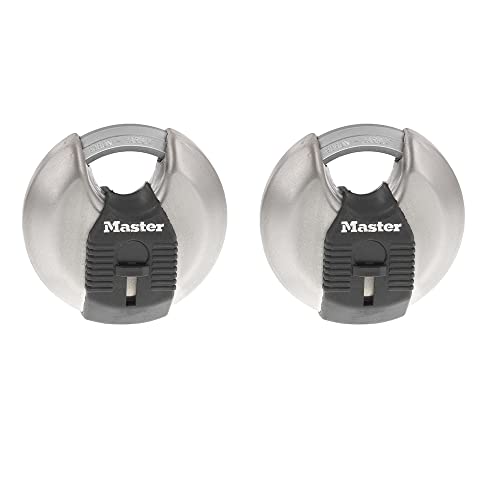 Master Lock M40XT Magnum Heavy Duty Stainless Steel Discus Padlock with Key, Pack of 2 Keyed Alike
