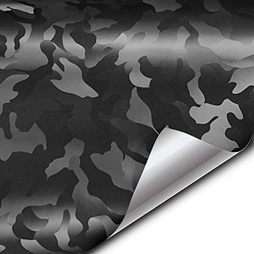 VViViD+ Stealth Medium Pattern Camouflage Vinyl Wrap Roll (25ft x 5ft, Black)