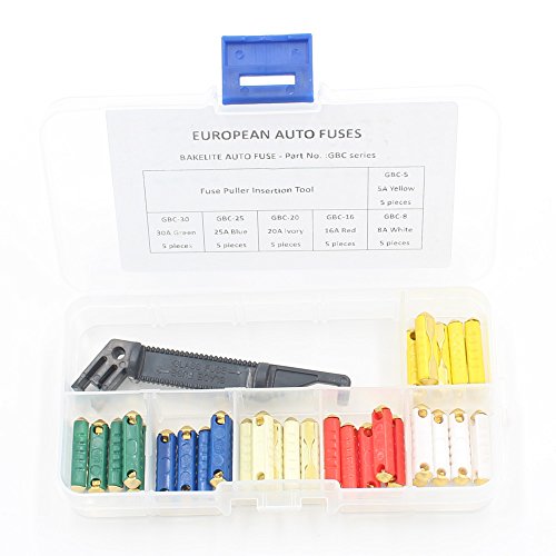 30Pcs GBC European Automotive Fuse Box Assortment Bakelite Auto Fuses 5-30A