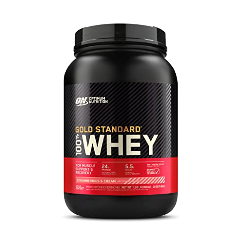 Optimum Nutrition Gold Standard 100% Whey Protein Powder, Strawberry & Cream, 2 Pound (Packaging May Vary)