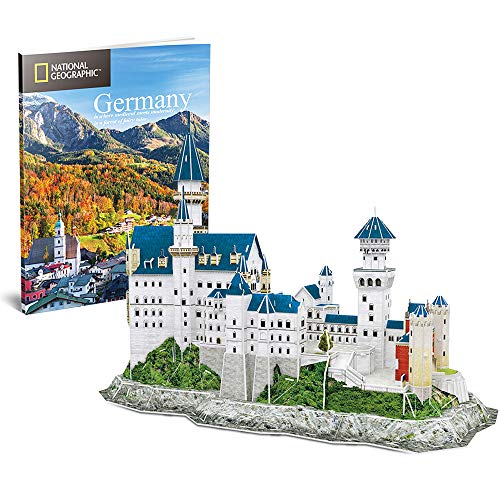 CubicFun 3D Puzzles for Adults and Kids with National Geographic Booklet Germany Neuschwanstein Castle Architecture Model Building Kits, Souvenir and Birthday Gifts for Women and Men 121 Pieces