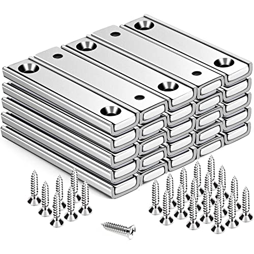 TRYMAG Strong Bar Magnets with Hole, 70 Lbs Heavy Duty Neodymium Magnets Rectangular Pot Magnets with Screws for Wall Mounting, 25 Pack Rare Earth Magnets Strips for Garage, Workshop - 60x13.5x5mm