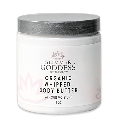 GLIMMER GODDESS Whipped Body Butter - Lavender Lemon, Vegan, Cruelty-Free, 24 hour Hydration, Reduces Stretch Marks, Great for Eczema, all Skin Types, Baby Friendly, Organic Ingredients 8 oz