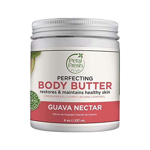 Petal Fresh Pure Perfecting Guava Nectar Body Butter, Organic Coconut Oil, Argan Oil, Shea Butter, Promotes Healthy Skin, Vegan and Cruelty Free, 8 oz (Guava Nectar)