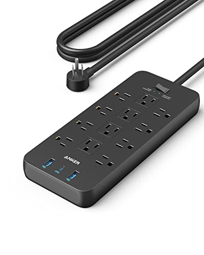 Anker Power Strip Surge Protector (2100J), 12 Outlets with 2 USB A and 1 USB C Port for Multiple Devices, 5ft Extension Cord, 20W Power Delivery Charging for Home, Office, Dorm Essential, TUV Listed