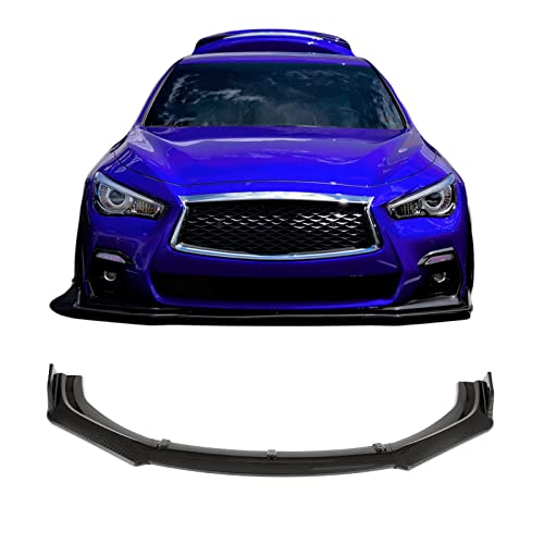 Kojem 3Pcs Front Bumper Lip Compatible with 2018-2022 Infiniti Q50 Base Under Chin Spoiler Plastic (Carbon Fiber Style)