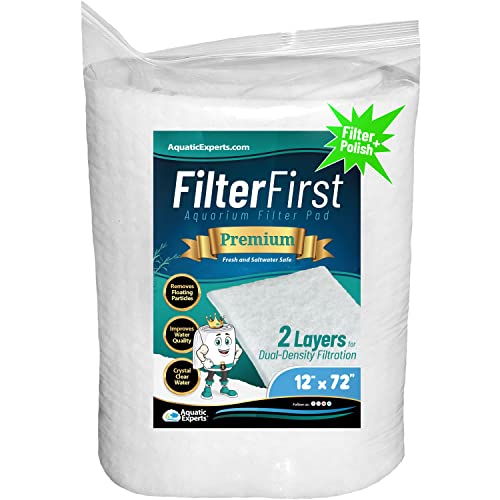 Aquarium Filter Pad  FilterFirst Aquarium Filter Media Roll for Crystal Clear Water - Aquarium Filter Floss for Fish Tank Filters, 12 by 72 by  Inches to 1 Inch Thick