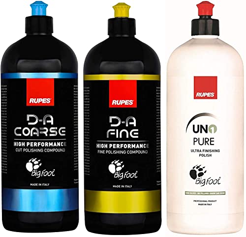 Rupes New DA System Combo Kit | 3X 1 Liter Bottles | Polish & Compound | Clean Garage Decal Included