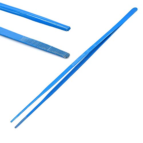 LAJA Imports (Huge Jumbo Aquarium Aqua Tweezers) Thumb Dressing Forceps Serrated 24" Long Blue Coated