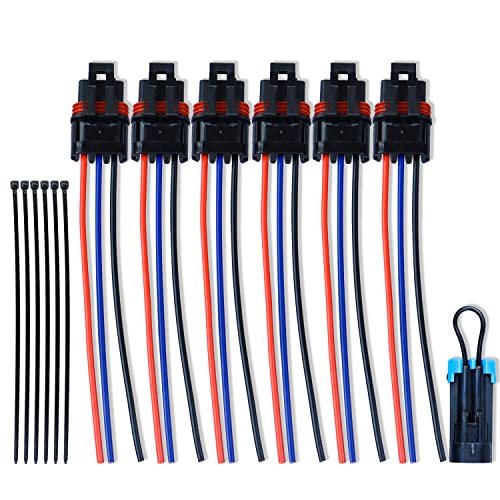 Pulse Power Plug Pigtail Connector, Pulse Bar Connectors with Seat Belt Bypass Replacement for Polaris 2018-2021 Ranger XP 1000/ RZR RS1 Pro/General 14 Ga Wire Accessory Plug Black Blue Red 6 Pack