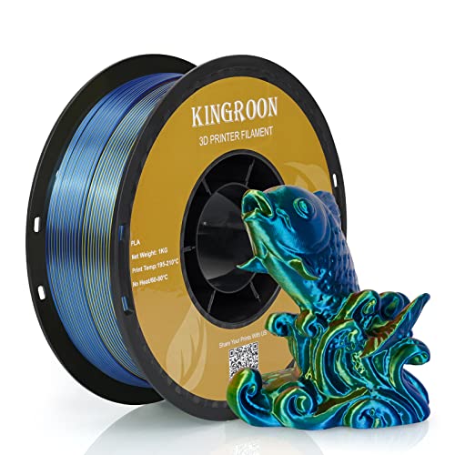 Kingroon PLA 3D Printer Filament, Triple Color Silk PLA Filament, Dimensional Accuracy +/- 0.03 mm, 1 kg Spool(2.2lbs), 1.75 mm, Red Blue Yellow