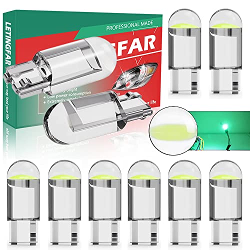 194 LED Bulb green Pack of 10, T10 led bulb, 168 2825 W5W T10 Wedge COB LED Replacement Bulbs Error Free for Car Dome Map Door Courtesy License Plate Lights