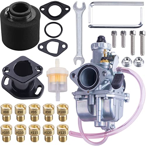 ORAEVY VM22 Racing Performance Mikuni Carburetor Carb Mainfold Intake Pipe Air Filter Fit For Predator 212cc GX160 Honda GX200 CT200U 196cc KT196 Clones Go Kart Mini Bike Race Kart (Black)