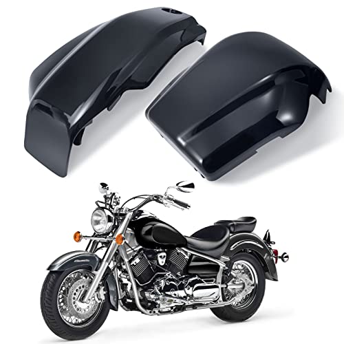 FIASRAC Motorcycle Battery Panel Cover Fairing, Left & Right Battery Fairing Compatible with Yamaha V STAR 1100 XVS1100 1999-2011 (Black)