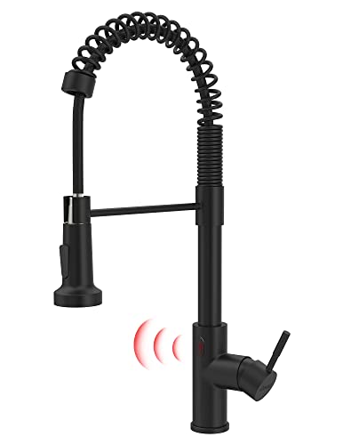 GIMILI Matte Black Touchless Kitchen Faucet with Pull Down Sprayer, Motion Sensor Smart Hands-Free Activated Single Handle Spring Kitchen Sink Faucet