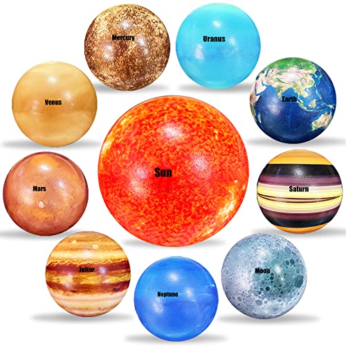 10PCS Solar System Planet Stress Balls,Stress Relief Planets and Space Ball Educational Toys,Anti Stress Solar Educational Balls for Adults and Kids Early Study,Party Game,Birthday Gifts