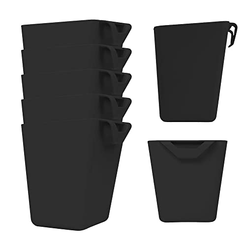 SMGSP 5 Pack Cart Hanging Cup Holder, Rolling Cart Accessories Utility cart Accessories Hanging Bins, Pencil Holder Hanging Trolley Basket, Planter Hanging Buckets for Home Kitchen (Black)