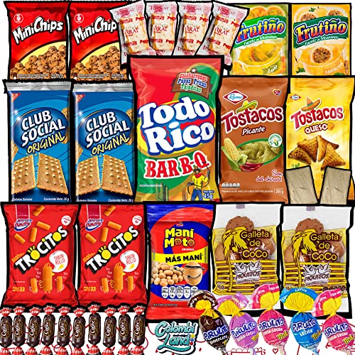 Colombian Snack Assorted Gift Box - Jumbo Size Of 20 Delicious Pieces - Sweet & Salty International Snacks - Most Famous Colombian Food (Colombia Tierra querida, 20 Pieces)