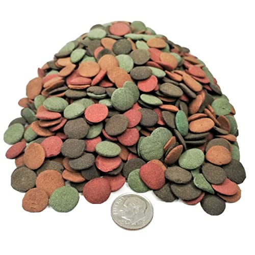 4-Type Ultra Mix of 1/2" Sinking Wafers, Spirulina-Algae Wafers, 6-Type Worm Wafers, 10-Type Shrimp Wafer, Intense Color Enhancing Wafers. Plecos, Shrimp, Snails, Crayfish, Tropical Fish.1/4-lb