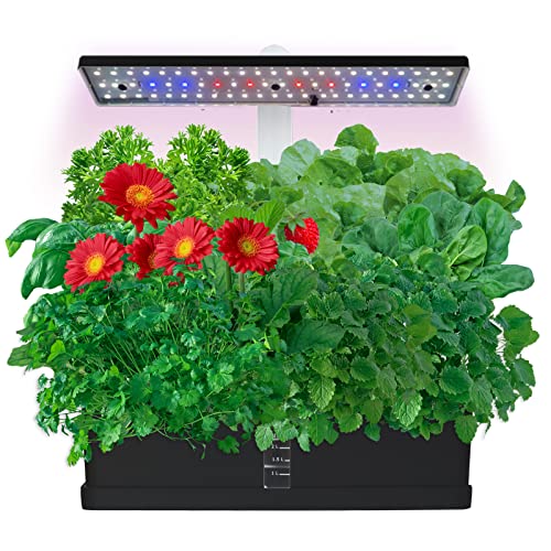 Hydroponics Growing System Indoor Garden with Grow Light 9 Pods Herb Garden Kit Indoor Gardening System Aero Garden System Aquaponics Growing System Hydroponic Tower, Black