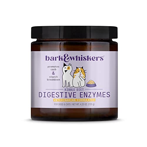 Dr. Mercola, Bark & Whiskers, Digestive Enzymes for Cats & Dogs, 150 Scoops (4.23 oz), Kibble Diets or Pets with Sensitive Stomachs, Non GMO, Gluten Free, Soy Free