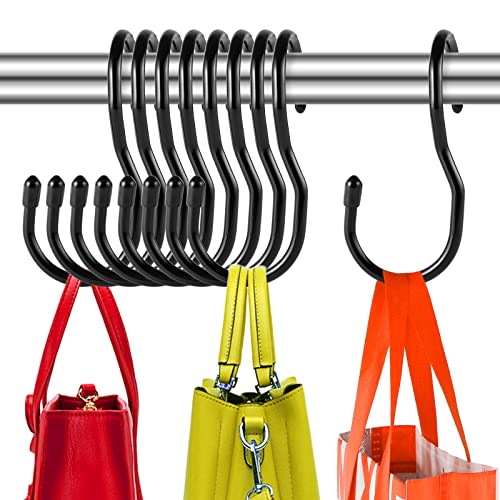 BESARME 15 Pack Purse Hanger for Closet, Unique Twist Design Bag Hanger Hooks, Purse Organizer Hooks for Closet Large Closet S Hooks for Hanging Handbags Purses Clothes 3.5Inch(Black)