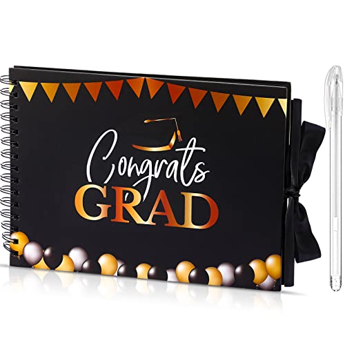 Graduation Guest Book Congrats Grad Guest Book Graduation Party Guest Book Graduation Black Spiral Hardbound Book Graduation Scrapbook Photo Album with White Pen for School Graduation Party