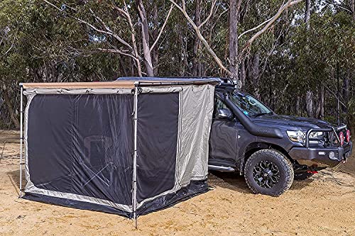 ARB 814409 Vehicle Retractable Awning 2000 x 2500 mm with Led Light Strip and ARB 813208A Compatible Deluxe Awning Room Shelter Bundle