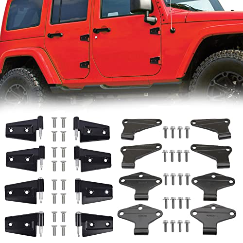 Lqito 4 Door Hinge Assembly Kits Compatible with 2007-2018 Jeep JK Jeep Wrangler Inside and Outside, 16PCS with 36bolt