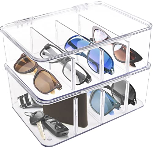 Utopia Home Eye Glasses Holder (Pack of 2) - Premium Sunglass Organizer - Eyeglass Holder & Glasses Storage Organizer for Sunglasses, Reading Glasses & Accessories (Clear)