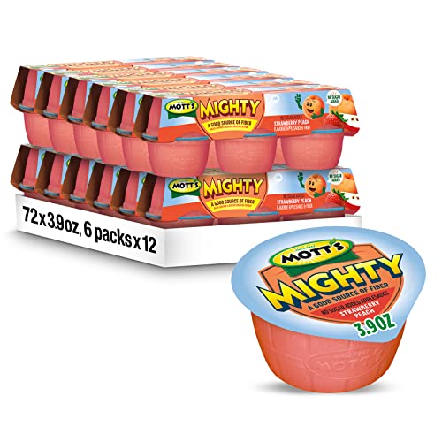 Mott's Mighty Strawberry Peach Applesauce, 3.9 oz cups (Pack of 72)