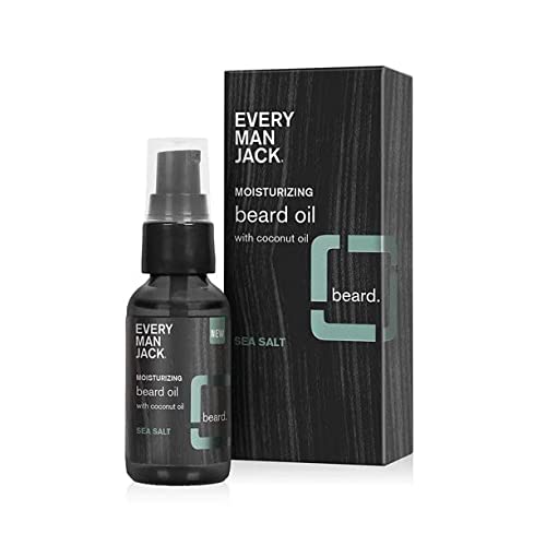 Every Man Jack Mens Beard Oil - Subtle Sea Salt Fragrance - Deeply Moisturizes and Softens Your Beard and Adds a Natural Shine - Naturally Derived with Shea Butter and Coconut Oil - 1.0-ounce